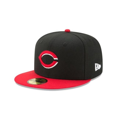 Black Cincinnati Reds Hat - New Era MLB Authentic Collection 59FIFTY Fitted Caps USA3214976